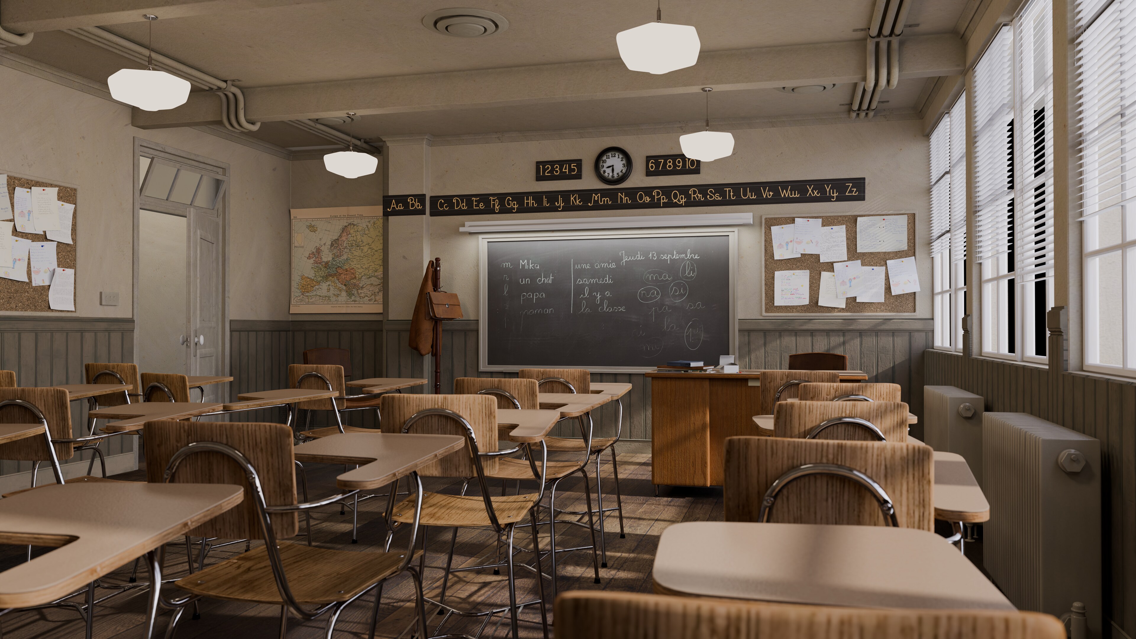 Classroom 4K — 145 frameov, Cycles, 27 min